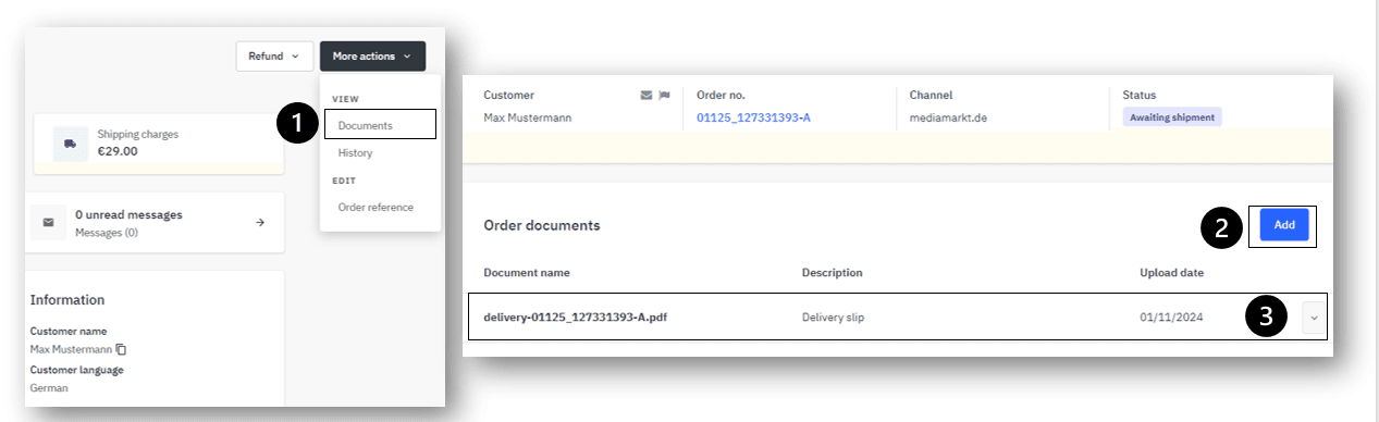 upload customer invoice