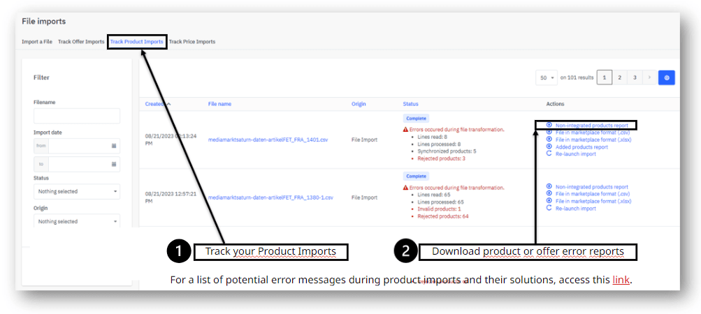 track product imports